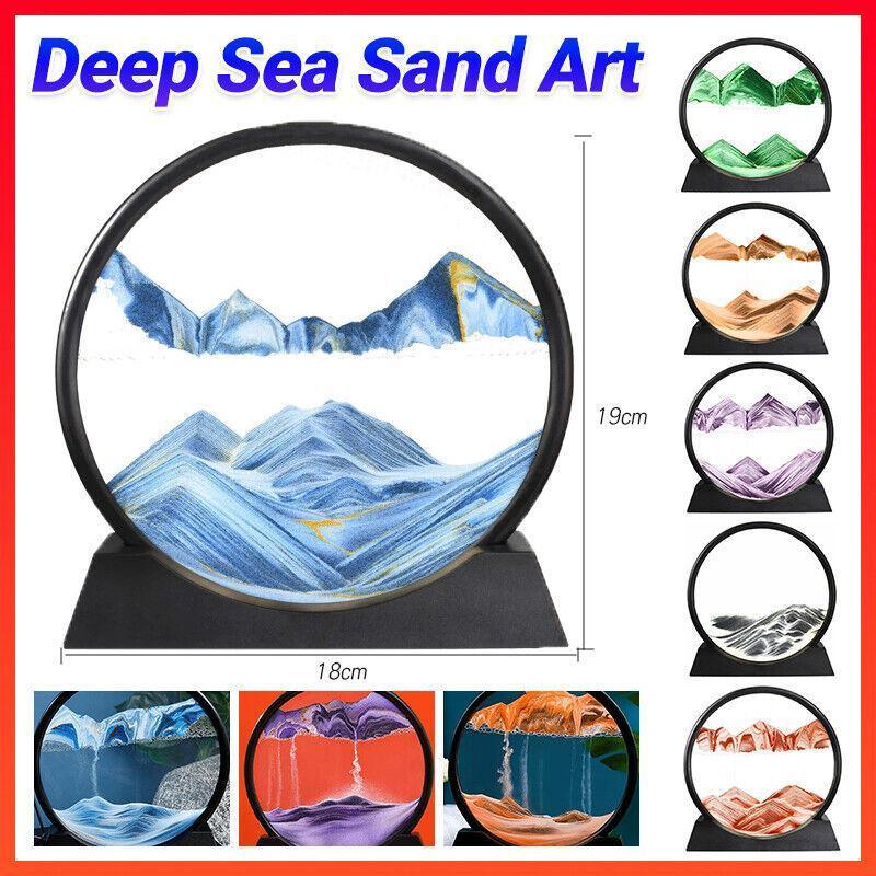 3D Deep Sea Moving Sand Art Picture Round Glass Quicksand Painting - Purple - view 2