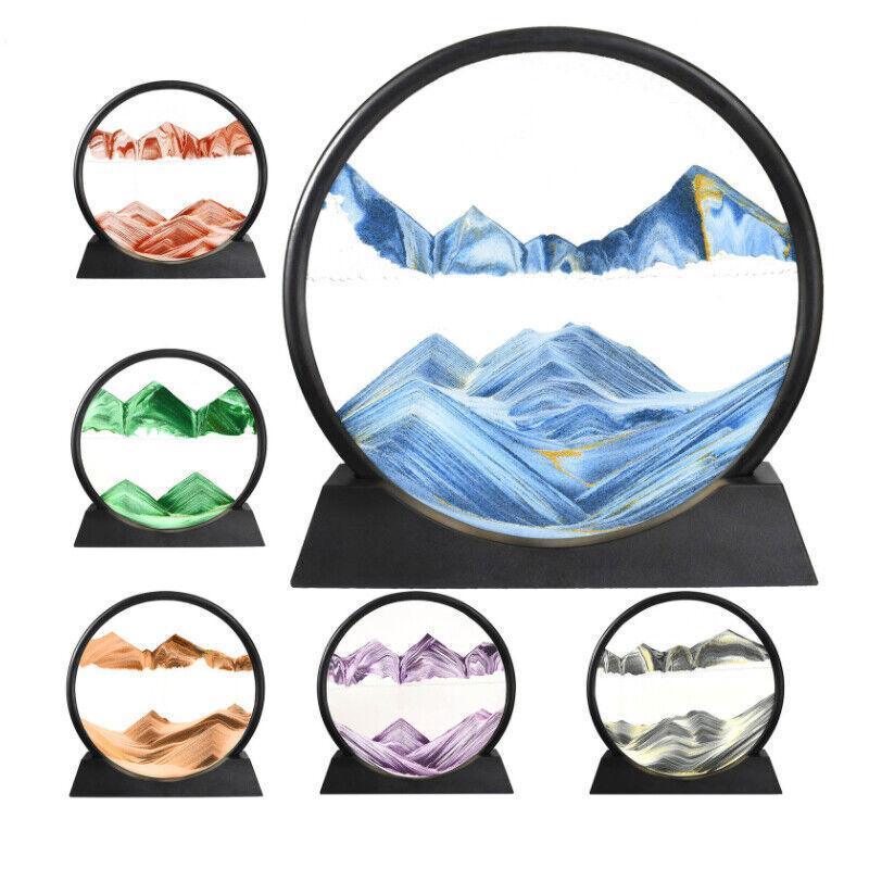 3D Deep Sea Moving Sand Art Picture Round Glass Quicksand Painting - Purple - view 3