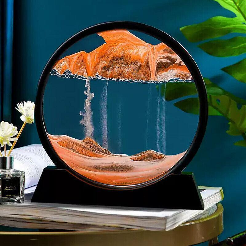 3D Deep Sea Moving Sand Art Picture Round Glass Quicksand Painting - Yellow - view 9