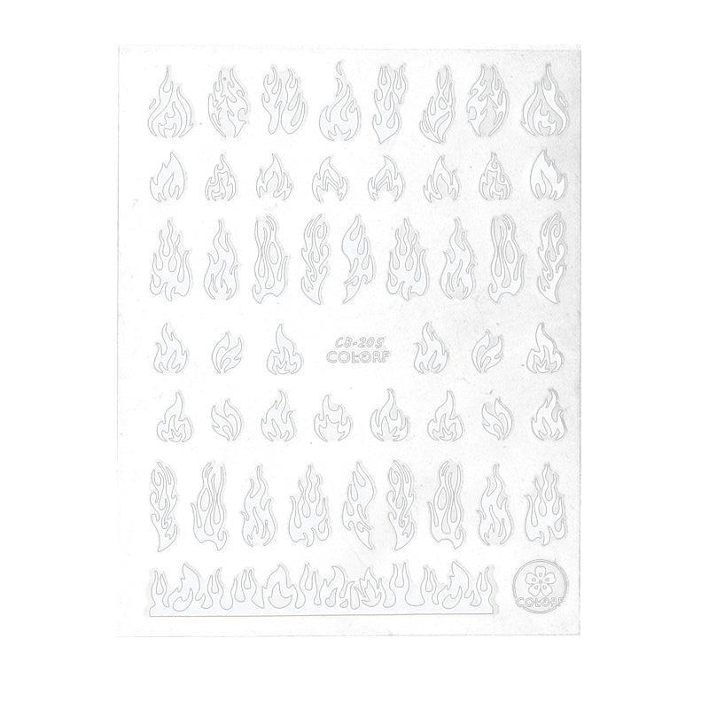 3D Flame Nail Stickers - White