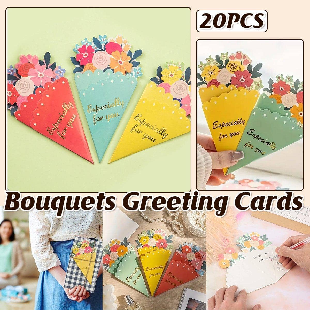 3D Flower Bouquet Greeting Cards, Pack of 20 - Yellow - view 2