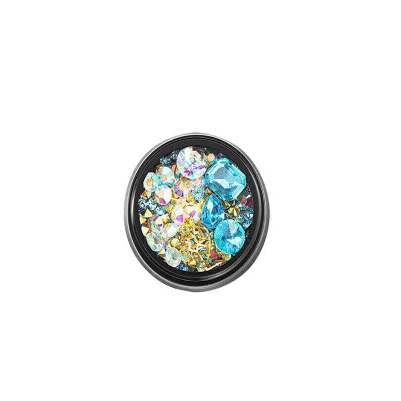 3D Nail Art Rhinestone Decoration Jar - Aqua Blue Crystals