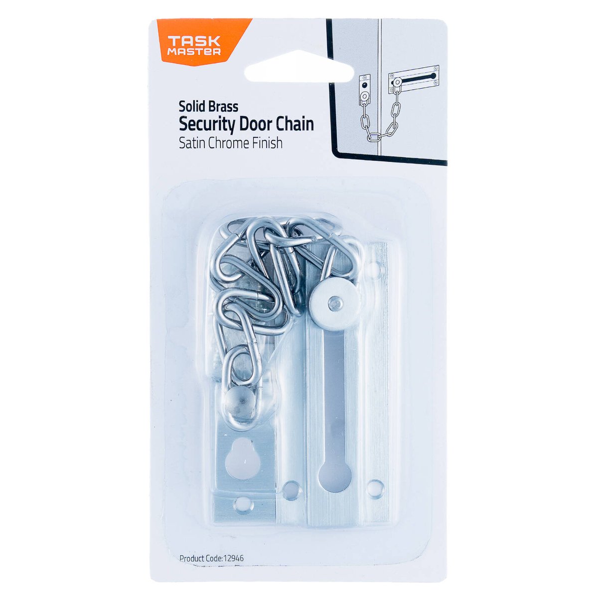 Taskmaster 32mm Satin Chrome Solid Brass Security Door Chain