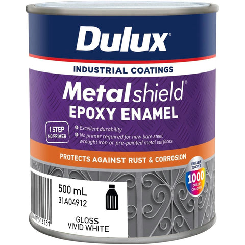Dulux Metalshield Epoxy Enamel Gloss Paint 500ml Vivid White Durable - SuperSaverAU - view 1