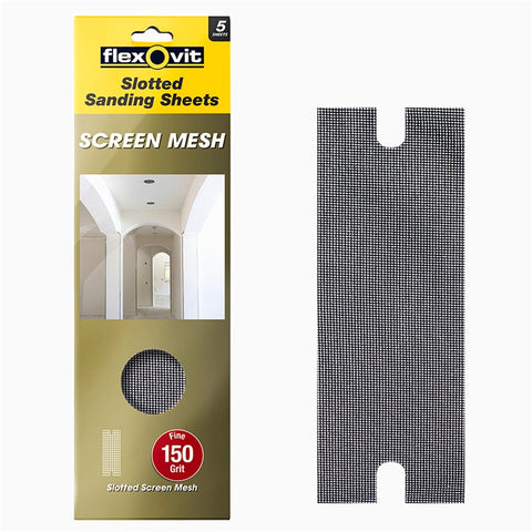 Flexovit 108 x 372mm 150 Grit Plaster Slotted Mesh Sheets, Silicon Carbide, 5 Pack