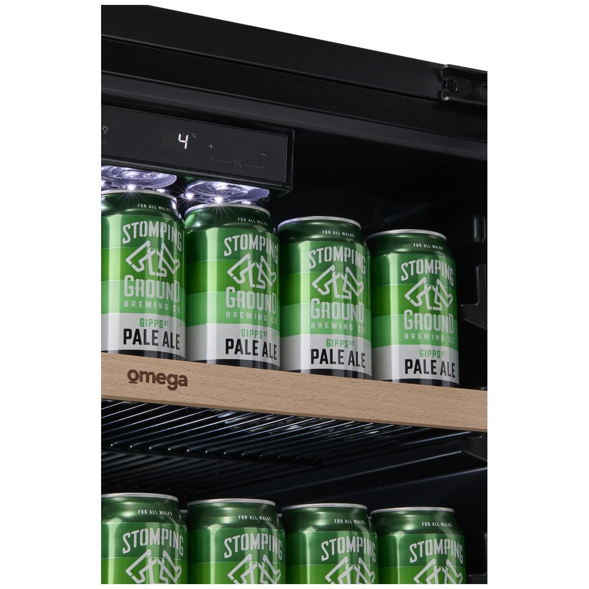 Omega 140 Can Single Zone Beverage Centre - Black Triple Glazed UV Door, Zero Clearance Hinge - OCB140SB