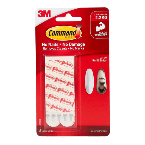 Command Large White Adhesive Refill Strips 6 Pack
