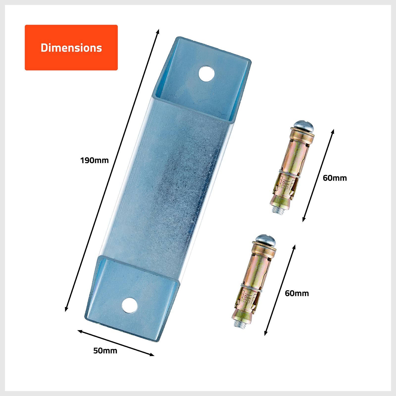Taskmaster 190 x 50mm Zinc Plated Floor Anchor Plate