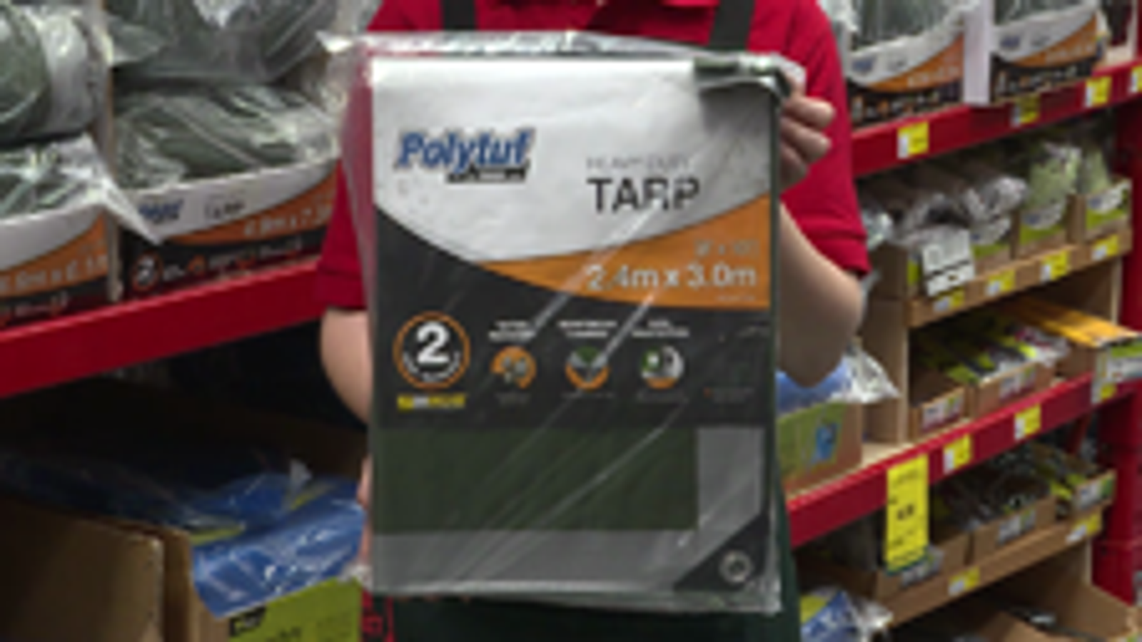 Polytuf 2.4 x 3.0m Heavy Duty Tarpaulin - UV & Water Resistant
