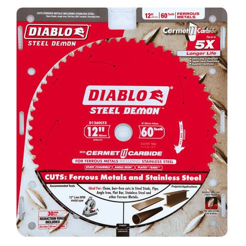 Diablo 305mm 60T Steel Demon Circular Saw Blade for Ferrous Metals - 30mm Arbor
