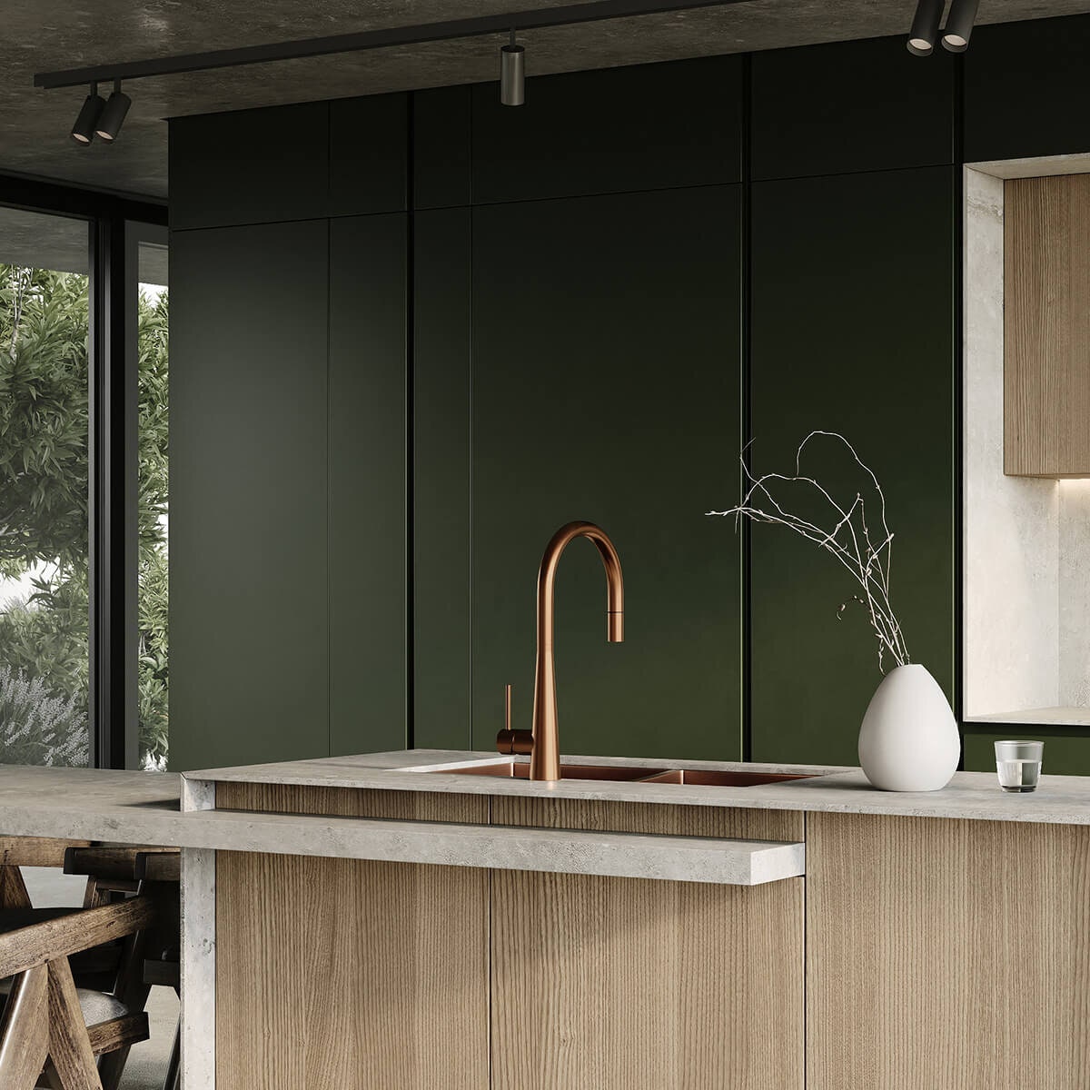 Oliveri Essente 316 stainless steel pull out gooseneck mixer tap - Copper - WELS 5 star - SS31625-CU