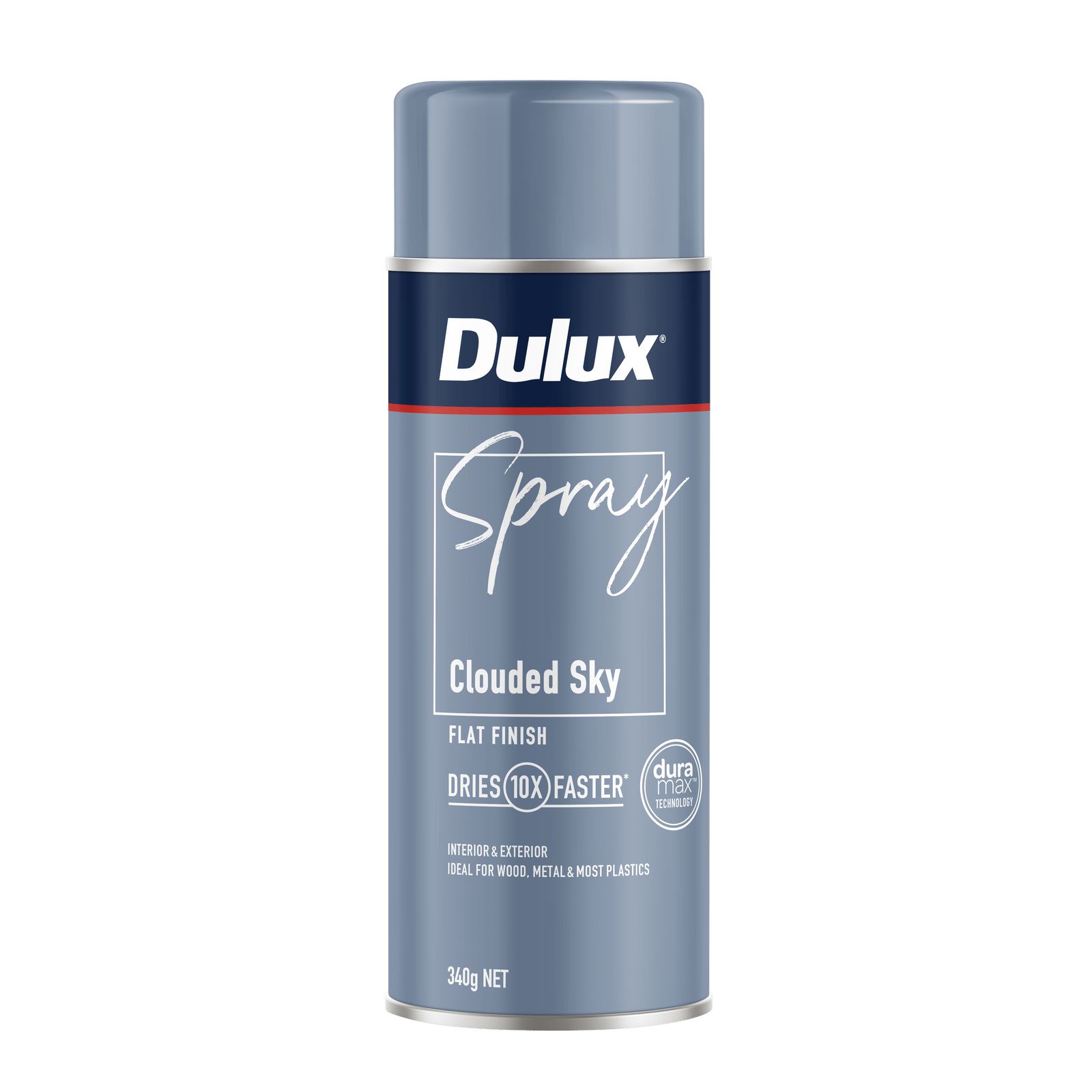 Dulux 340g Clouded Sky Flat Spray Paint, Matte Finish, Indoor