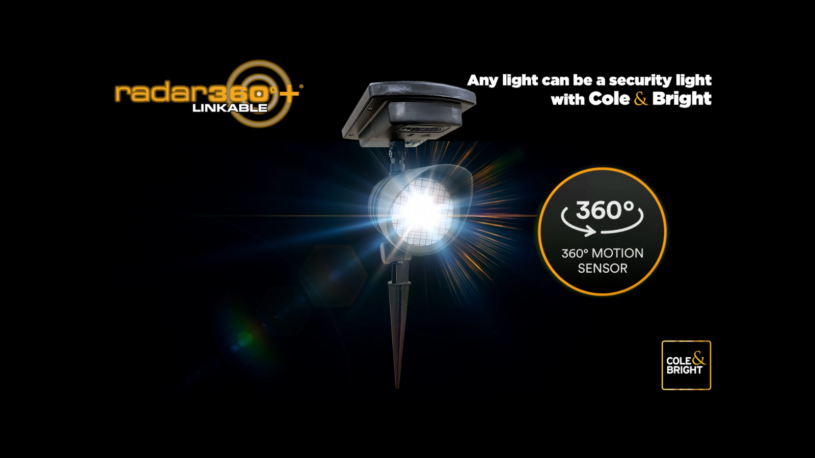Cole & Bright Solar Radar 360 Linkable Eclipse Security Light 2000lm Motion Sensor Dusk to Dawn Outdoor