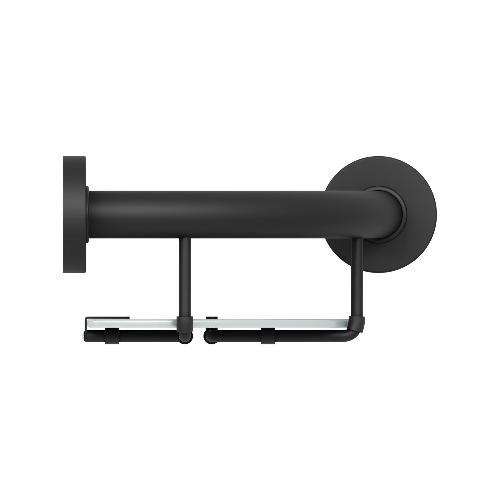 evekare Black Stainless Steel Corner Shelf with Grab Rail 250mm 250kg Capacity