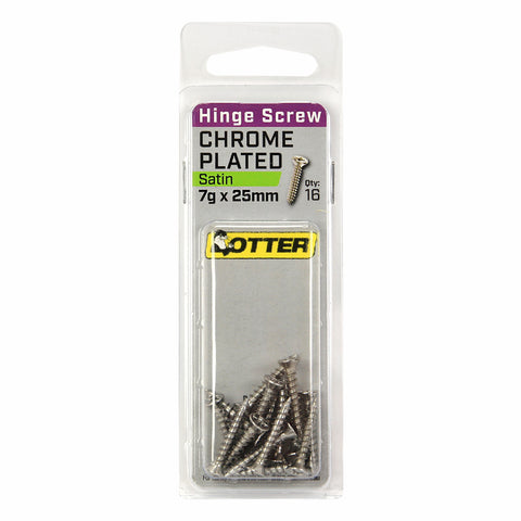 Otter 7 x 25mm Satin Chrome Hinge Screws 16 Pack Countersunk Self Tapping