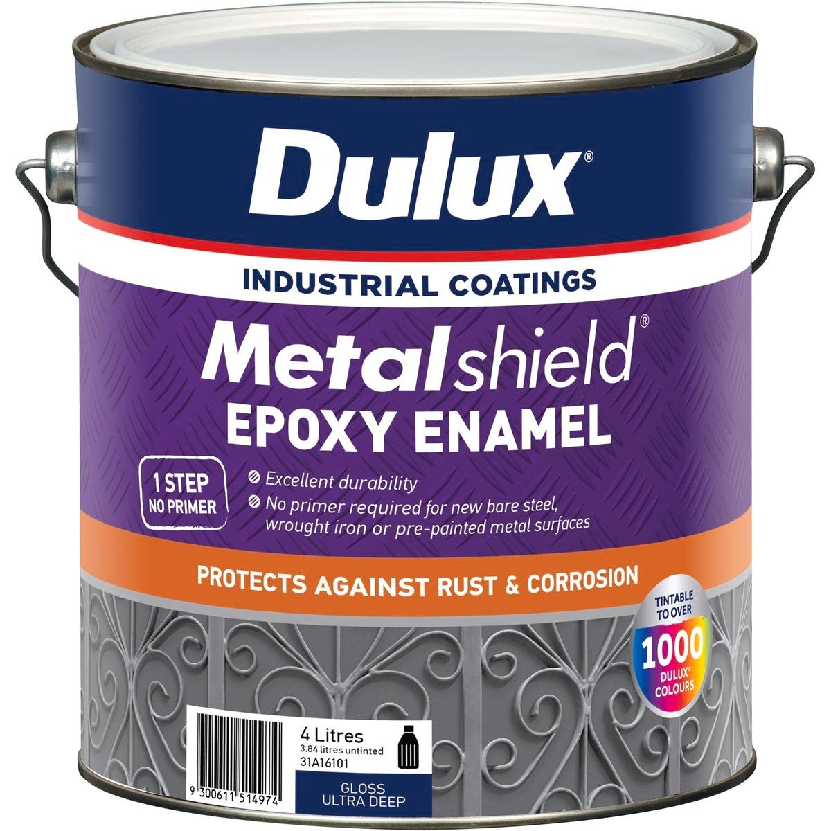 Dulux 4L Metalshield Epoxy Enamel Gloss Paint Ultra Deep