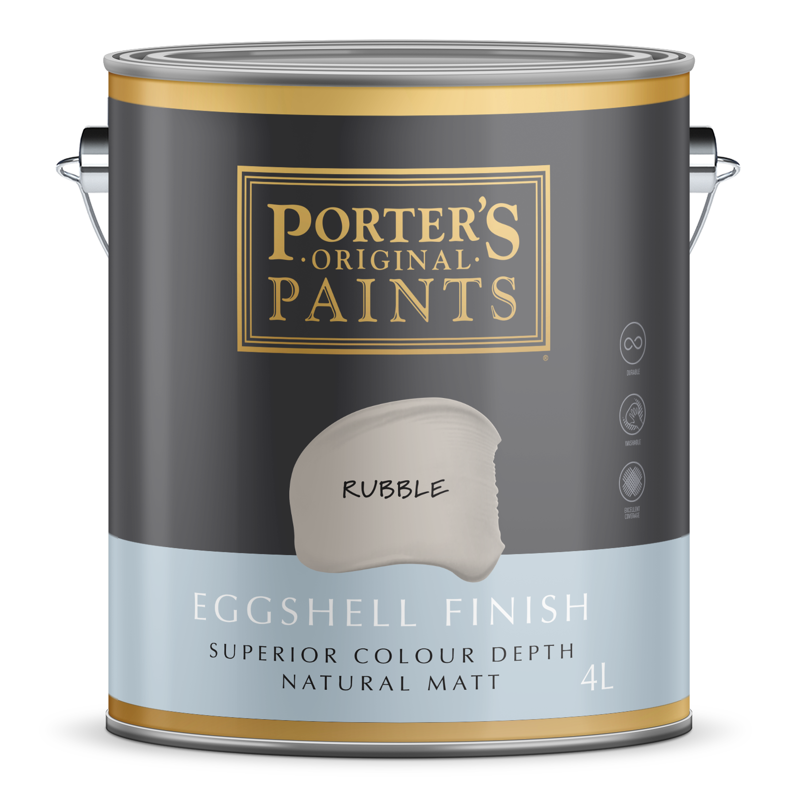 Porter's Paints Broadwall 4L Rubble Eggshell Washable Wall Paint