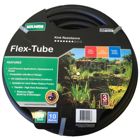 Holman 13mm x 10m Black Flexible PVC Flex Tube, Ponds, Water Features, Hydroponics