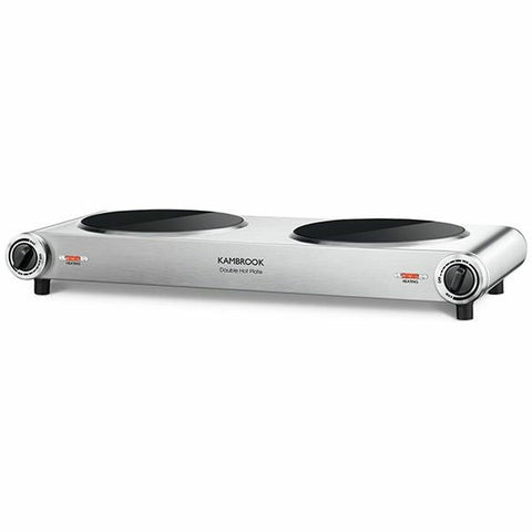 Kambrook double portable ceramic cooktop - 2400W, two 18cm independent plates, stainless steel - KHP120BSS