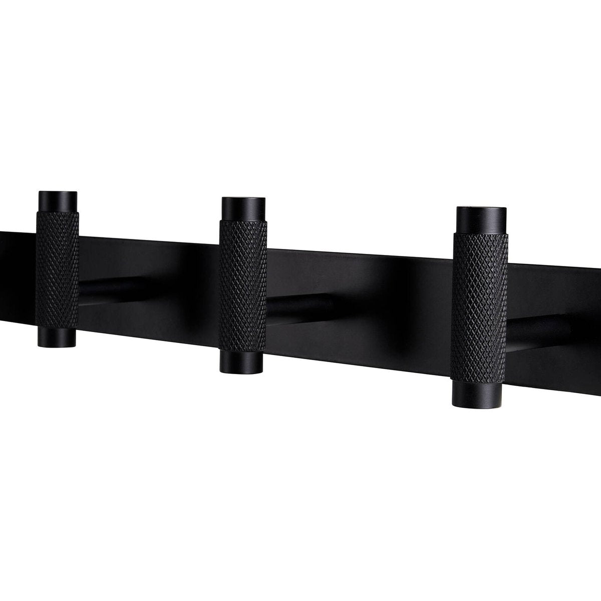 Adoored 4 Hook Black Knurled Decorative Steel Hook Rack