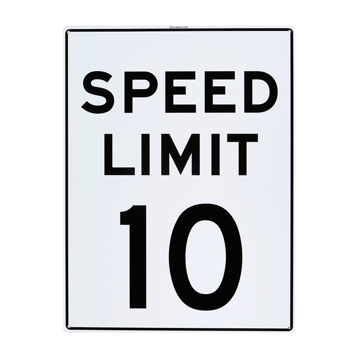 Sandleford 10km Speed Limit Sign 450 x 600mm White/Black Polypropylene