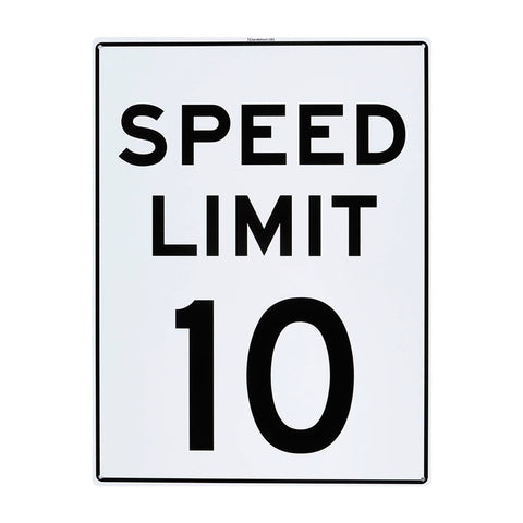 Sandleford 10km Speed Limit Sign 450 x 600mm White/Black Polypropylene
