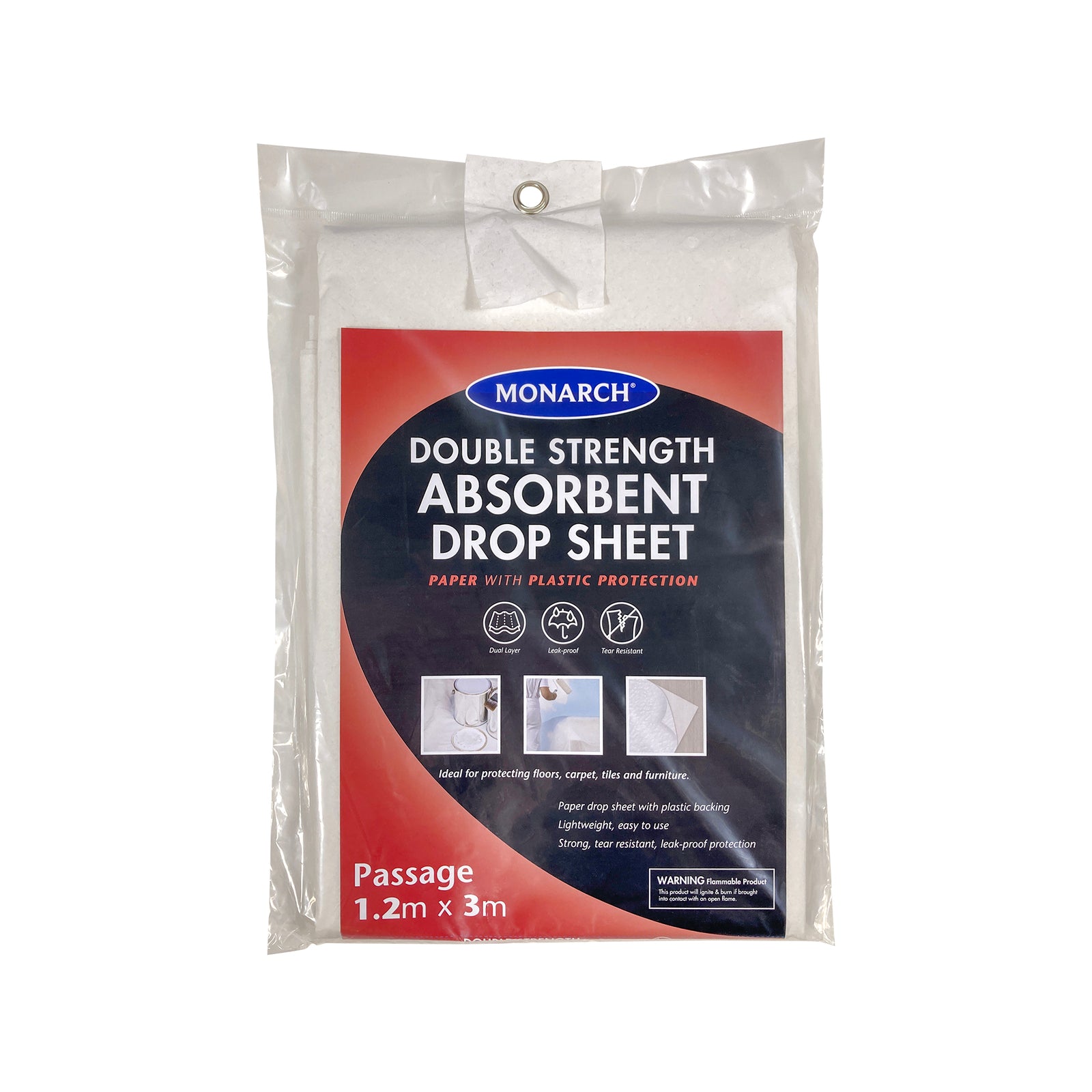 Monarch Paper & Plastic Double Strength Drop Sheet 1.2m x 3m