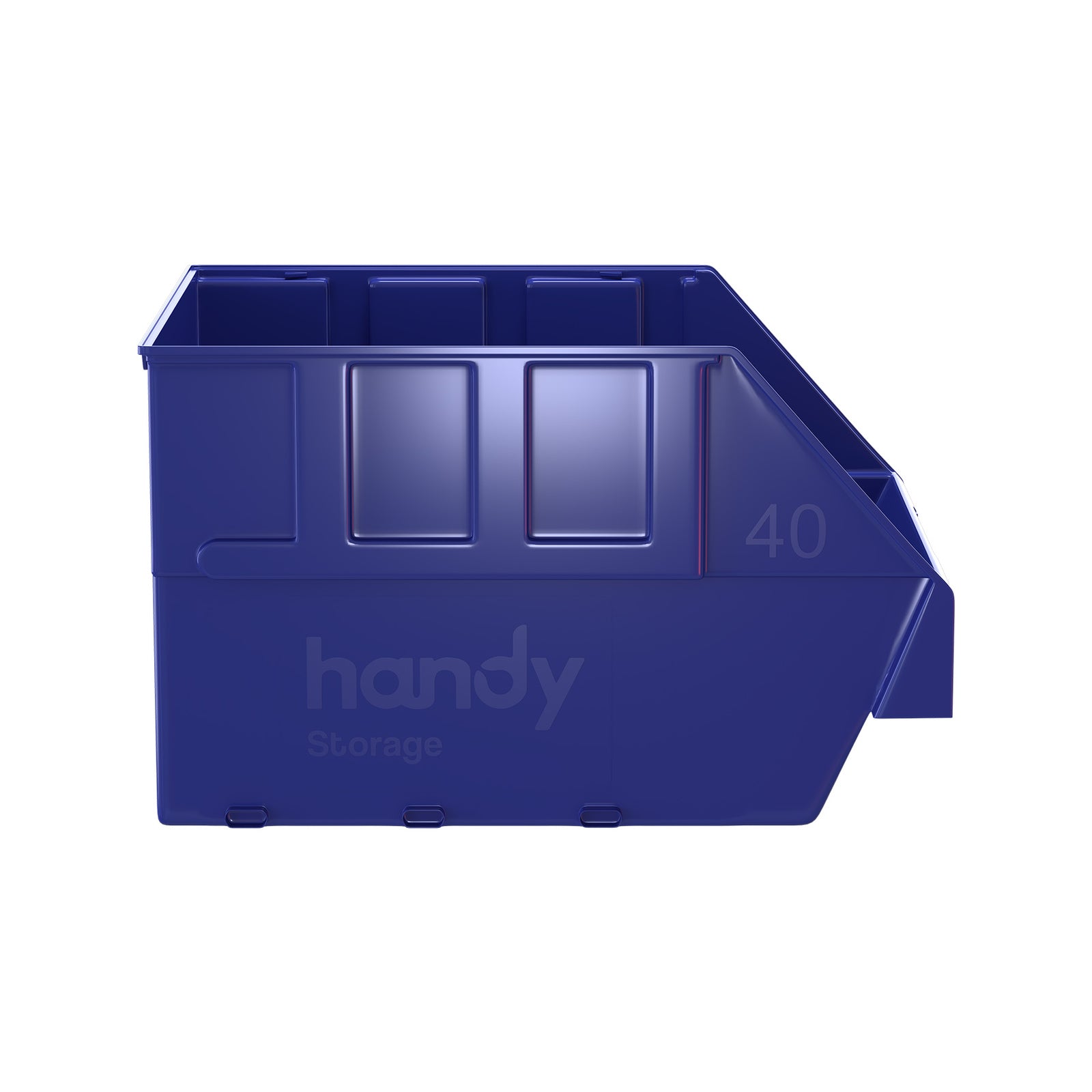 Handy Storage Size 40 Plastic Storage Tote Blue Stackable Bin