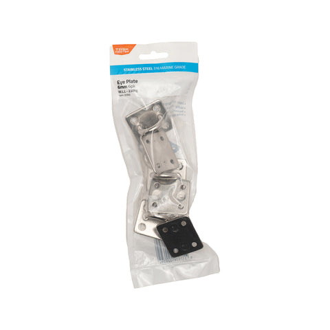Taskmaster 6mm 316 Stainless Steel Square Eye Plate - 6 Pack