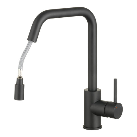 Estilo 35mm Matte Black Brass Side Lever Pull Down Sink Mixer - 6L/Min, WELS 5 Star