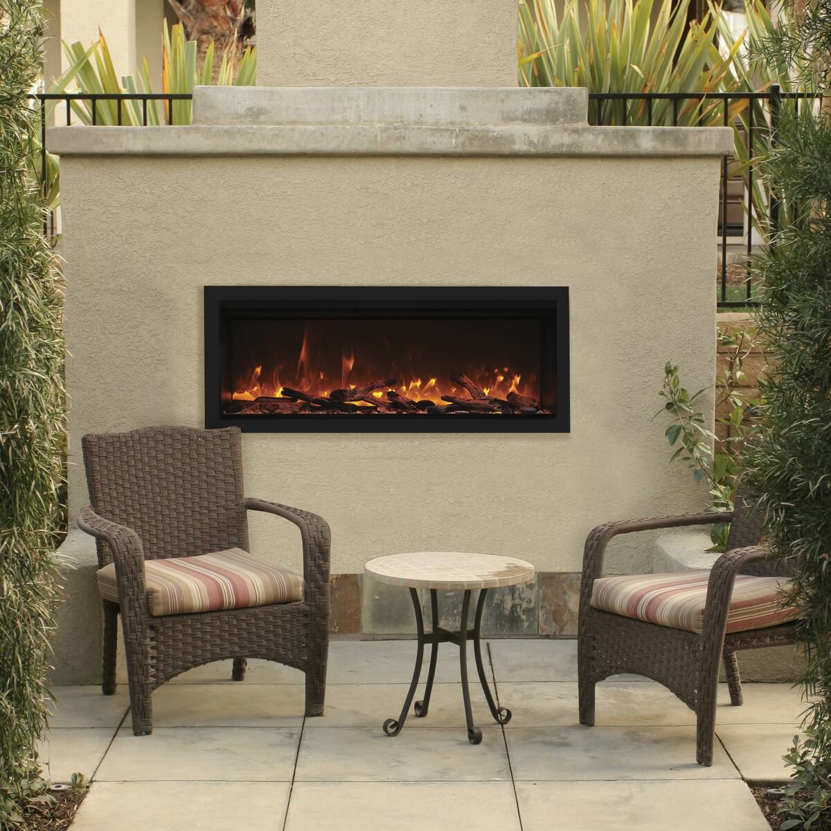 Remii 55 Inch Extra Tall Built-In Electric Fireplace - Black - 13-Colour Canopy Lighting - 102755-XT