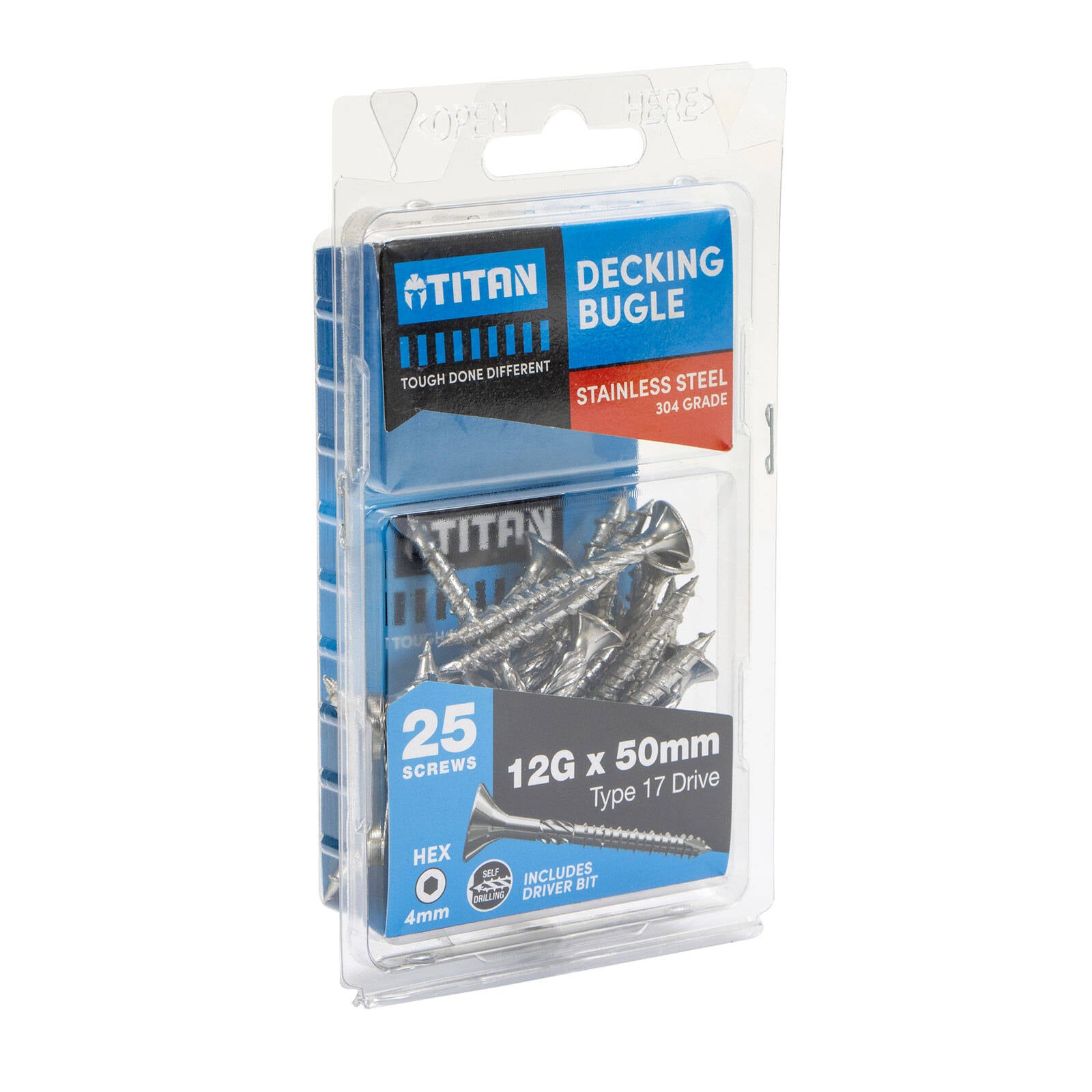 Titan 12G x 50mm Decking Bugle Screw 304 Stainless Steel - 25 Pack