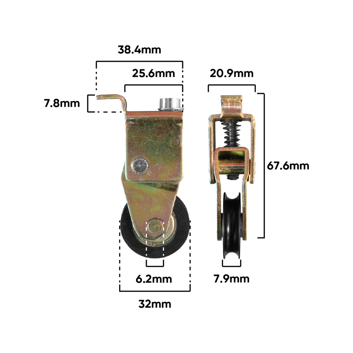 Rolltrak Adjustable Steel Carriage - Acetal Roller - 48mm - Durable - SuperSaverAU - view 2