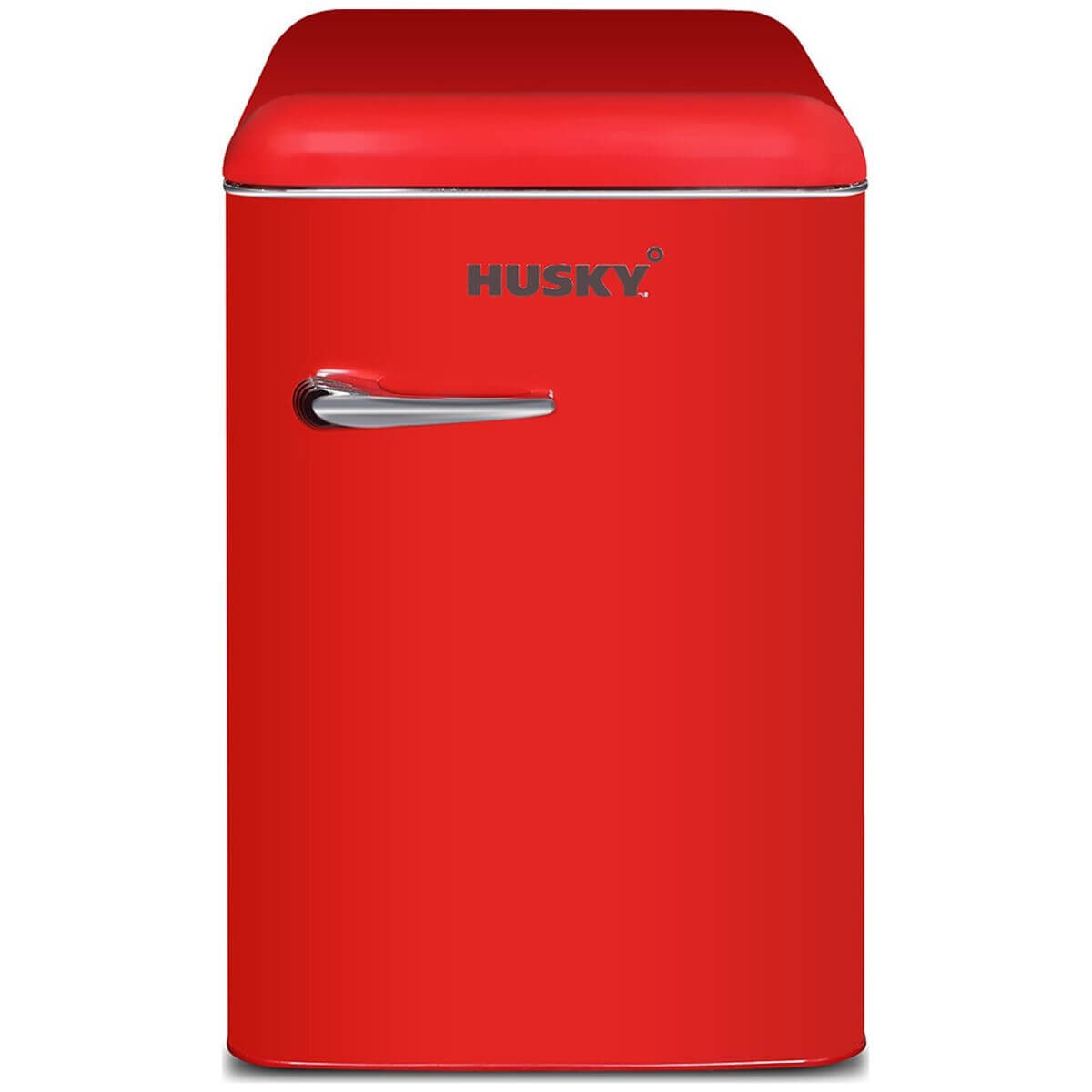 Husky 118L retro style bar fridge - red, 12L freezer compartment, adjustable shelves - HUSRET135RDHU