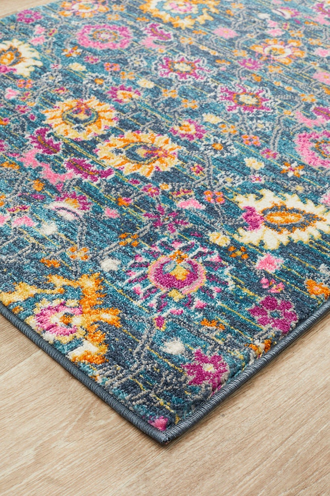 Rug Culture Babylon Medium Blue Runner Rug 300X80CM - Power Loomed Polypropylene - BLN-210-BLUE-300X80