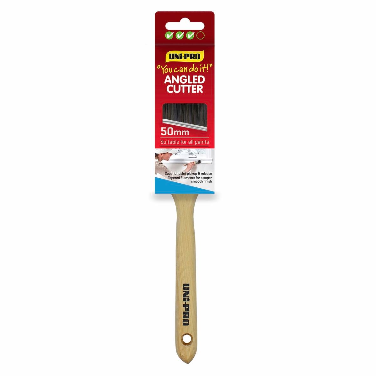 Uni-Pro 50mm Angled Sash Cutter Paint Brush Stainless Steel Ferrule Timber Handle