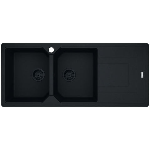 Franke Urban double bowl topmount or flush mount sink - right hand drainer - Matte Black - UBG621MBRHD