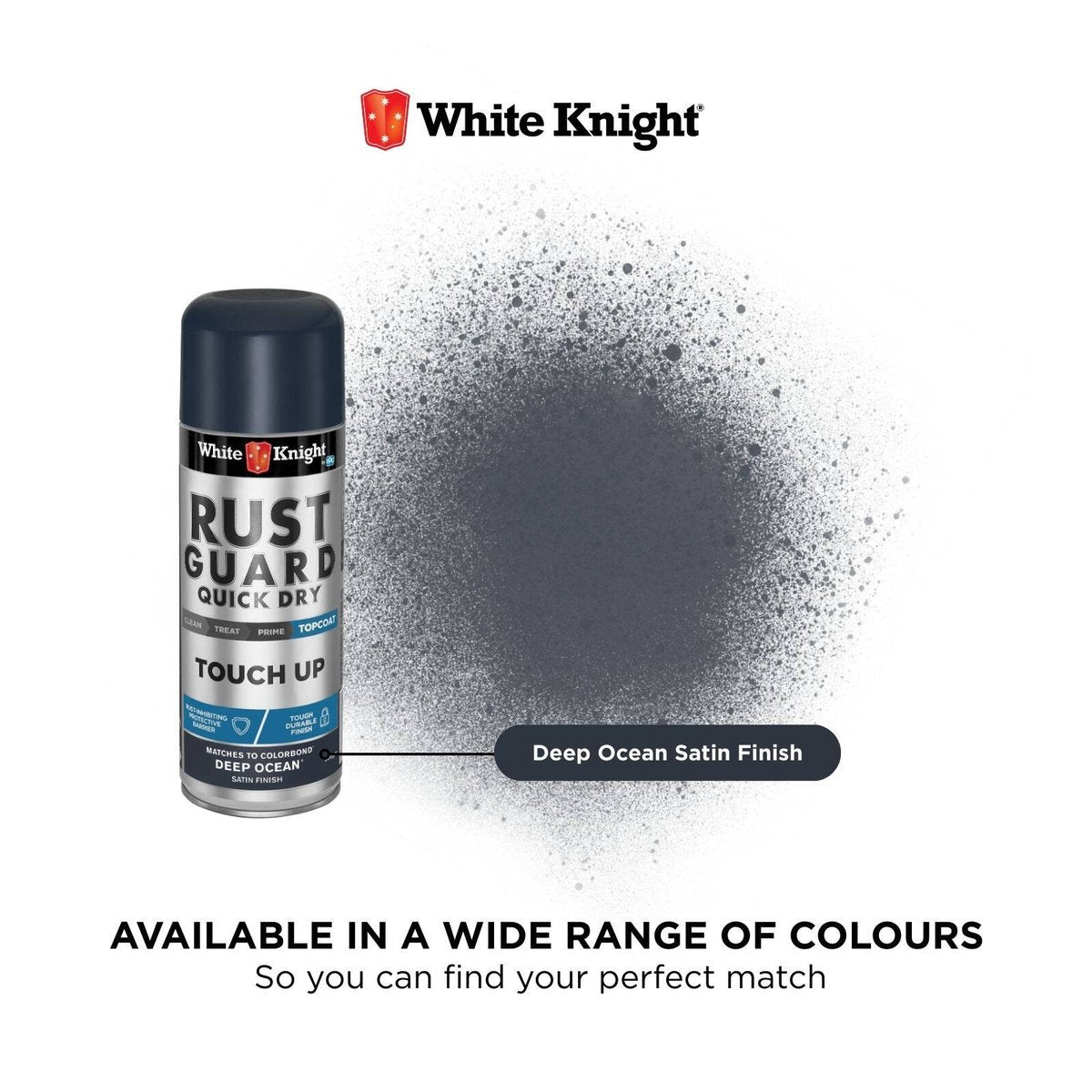 White Knight Rust Guard Deep Ocean Satin Touch Up Spray Paint 300g