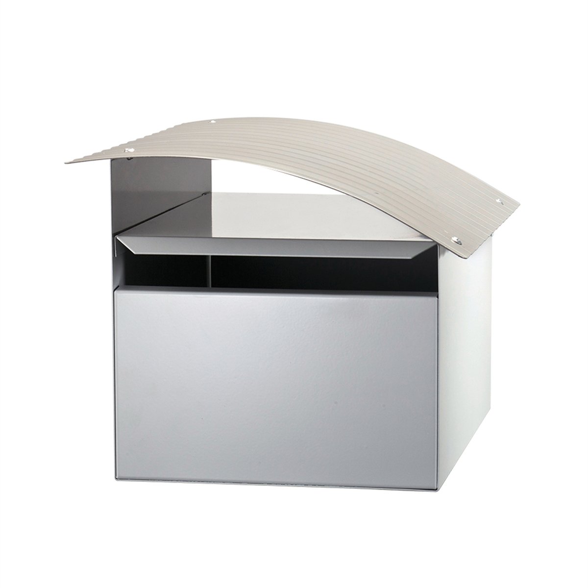 Sandleford Ripple Letterbox - 210 x 180 x 290mm - Galvanised Steel - Lockable - White/Silver - SuperSaverAU - view 1