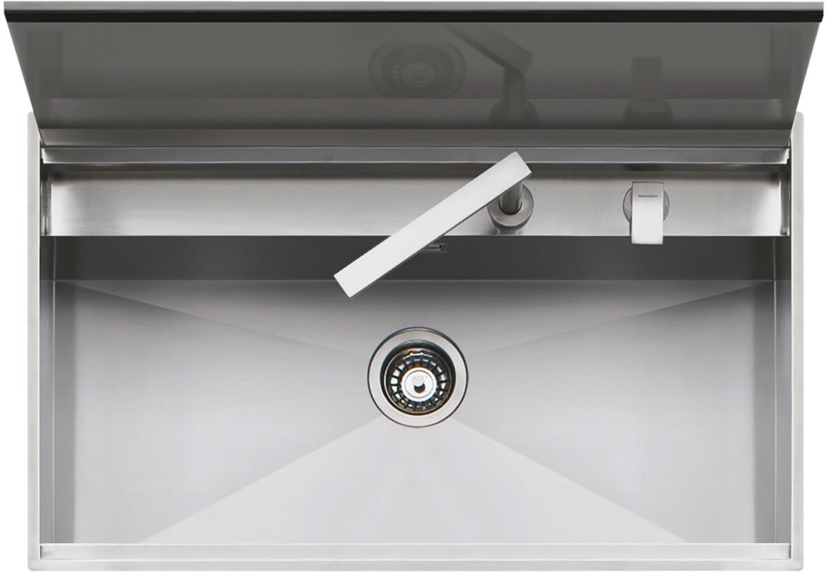 Barazza Lab single large bowl sink with cover - 304 stainless steel, 49L bowl - 1LLB90
