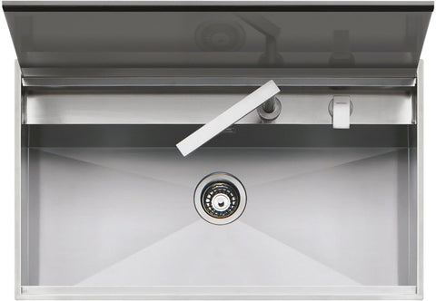 Barazza Lab single large bowl sink with cover - 304 stainless steel, 49L bowl - 1LLB90