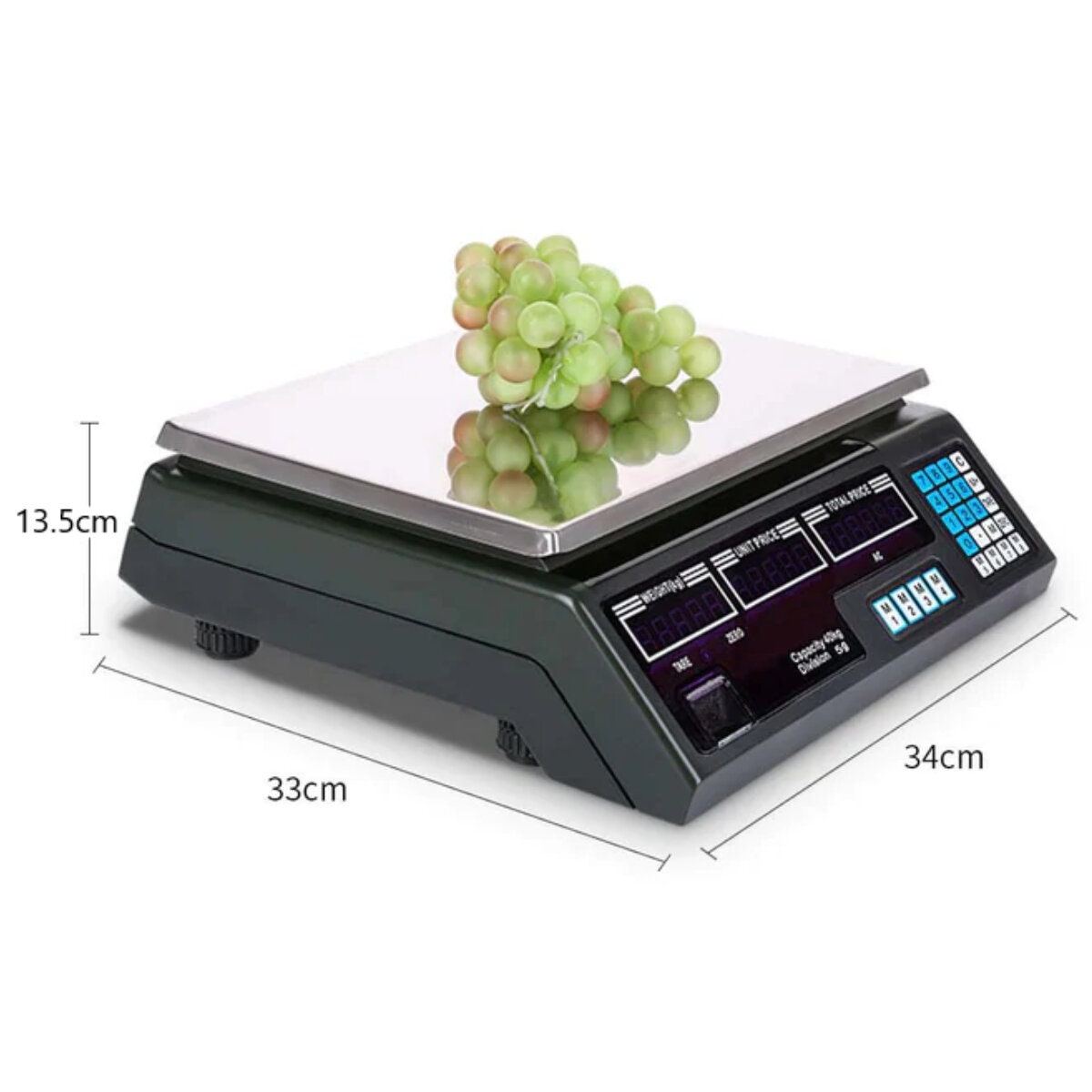 SOGA digital kitchen scales - 40kg capacity, stainless steel plate, double-sided display - 9357641004555