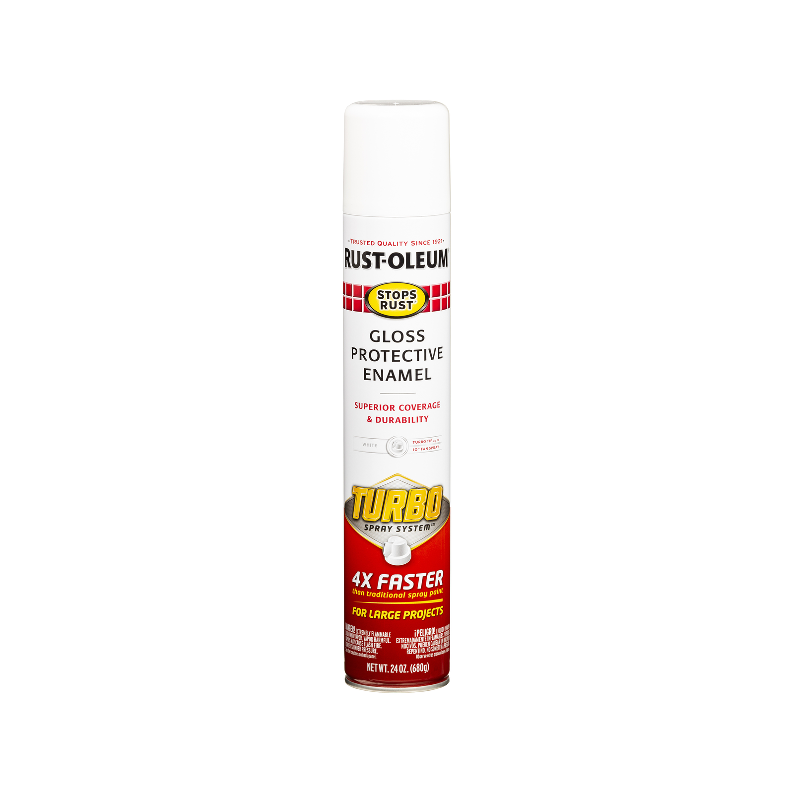 Rust-Oleum Stops Rust Turbo Spray Paint 680g - White Gloss Splatter-Resistant