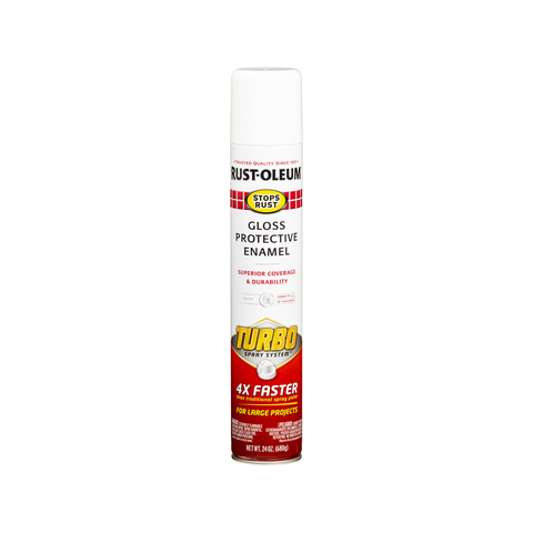Rust-Oleum Stops Rust Turbo Spray Paint 680g - White Gloss Splatter-Resistant
