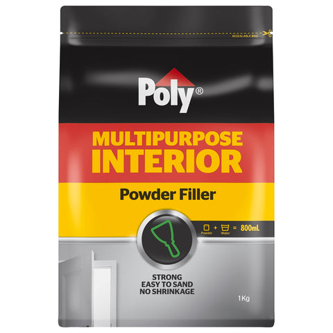 Poly 1kg Multipurpose Interior Powder Filler, White Plaster, Paintable