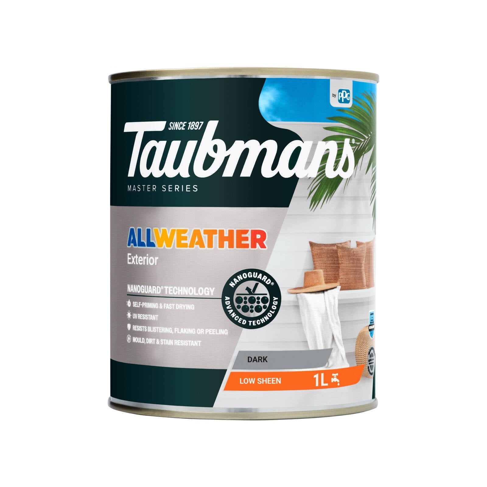 Taubmans 1L Dark Low Sheen All Weather Exterior Paint Water Based UV Resistant