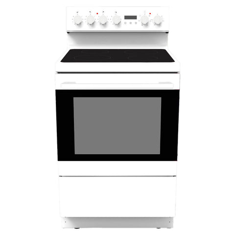 Eurotech 60cm Freestanding Ceramic Cooker - 76L Oven, Rear Controls, Triple Glazed Door - ED-FSC60WH