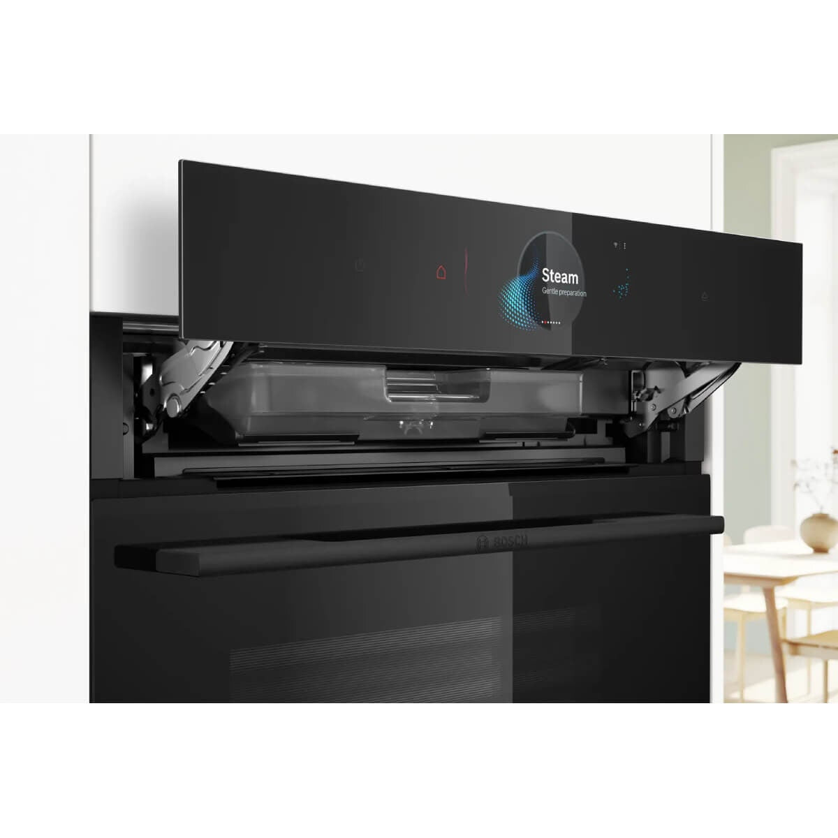 Bosch Series 8 60cm Built-In Steam Oven - 71L, 24 Functions, Sous Vide, Meat Probe, Black - HSG958DB1A
