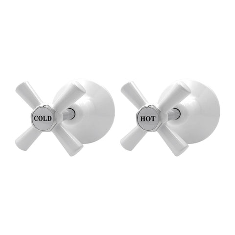 Shaw & Mason White 1/2 Turn Easy Clean Wall Top Assembly - Brass, Pair