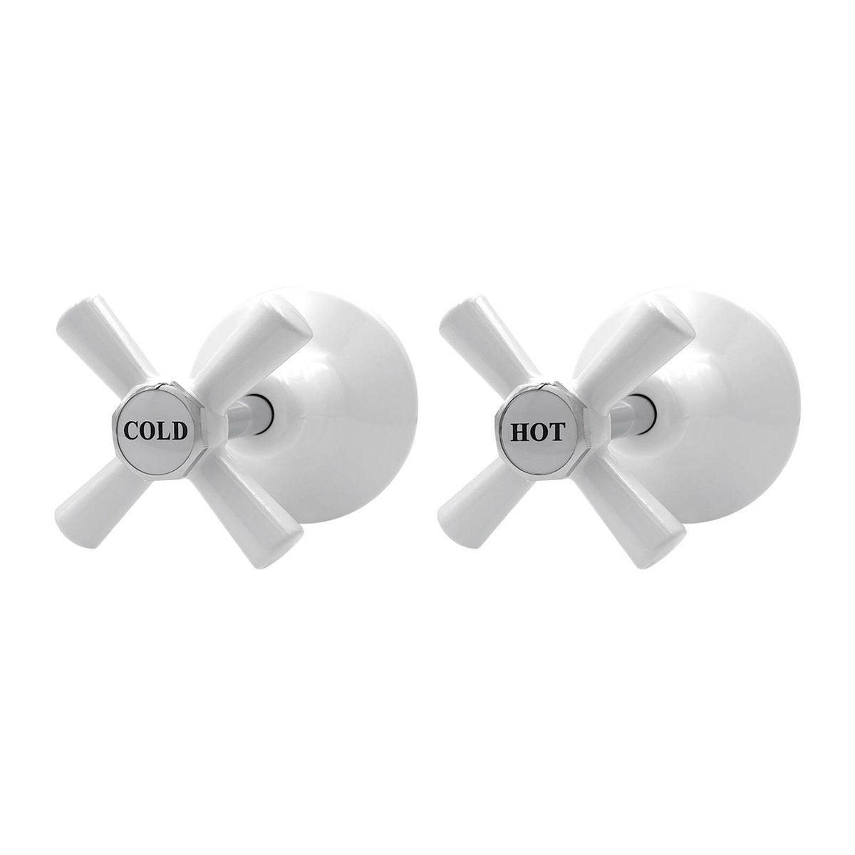 Shaw & Mason White 1/2 Turn Easy Clean Wall Top Assembly - Brass, Pair